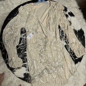 Boot Barn Western Dress Creme Taupe/silver sparkle size Medium NWT